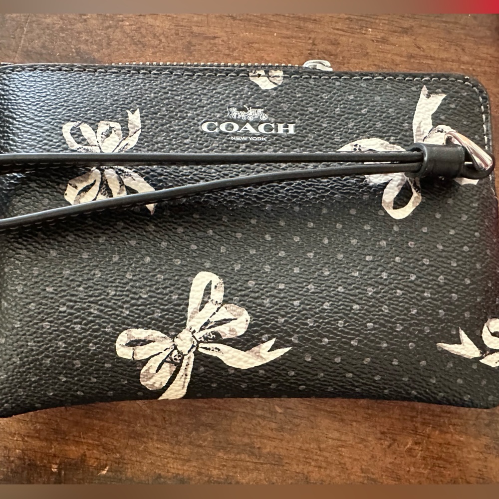 Coach Black and White Bow Wristlet